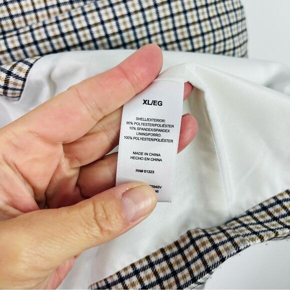 Vince Camuto black white tan plaid preppy office boyfriend button blazer XL - Picture 6 of 7
